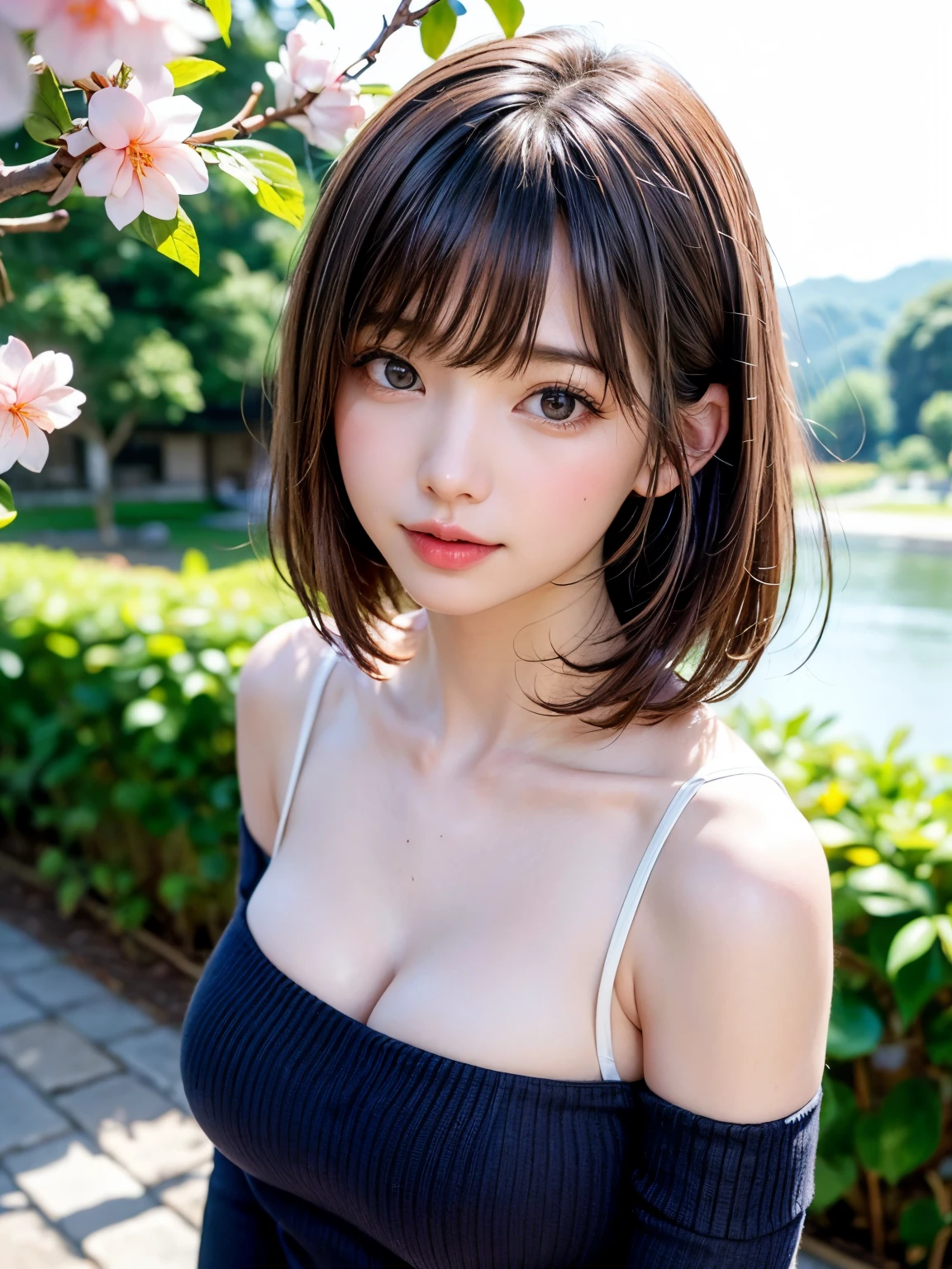 (Close-up:1.4)、(RAW photo:1.2)、(photorealistic:1.4)、(masterpiece:1.3)、(highest quality:1.4)、solo、7 head and body、(beautiful detailed eyes)、(charming big eyes)、(beautiful double eyelids)、(beautiful and detailed face)、(gentle smile:1.2)、(Detailed clothing features)、Transparent skin、(shiny skin)、(slender and beautiful girl)、(beautiful leg line)、(full body shot)、(cute face)、(cute:1.2)、(gentle smile:1.2)、(huge breasts)、beautiful breasts、(cleavage)、(erect nipples:1.2)、bangs、(short bob:1.2)、(loose white wool sweater、off shoulder、tight mini skirt、black thick pantyhose、snow boots:1.3)、(perfect anatomy:1.2)、(snow mountain、snow scene:1.3)、snow is falling、Bokeh、