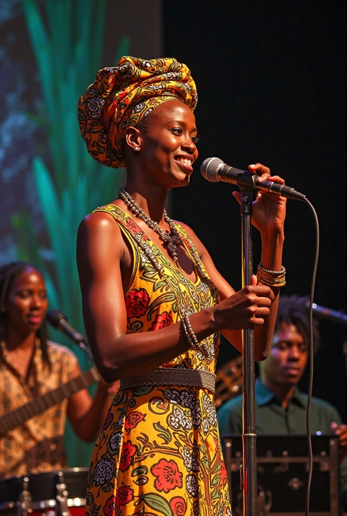 A Papua New Guinean singer holding microphone