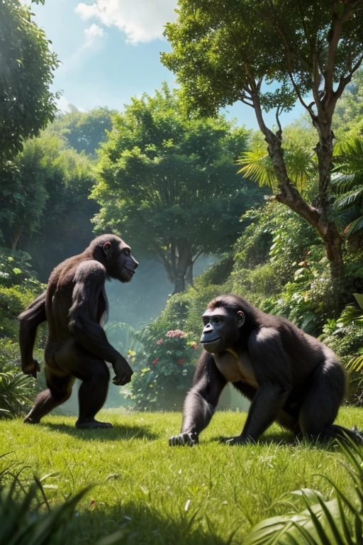 A big gorilla, three monkeys, elephant, tiger, bear. 1:1