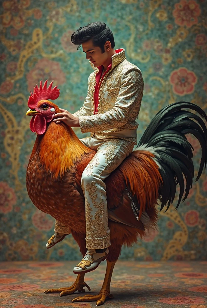 (8k, RAW photo, best quality, homoerotic, looking at viewer, face, eyes:1.5), (1boy, slender androgynous male, queer, depraved sissy villain, masculine crotch, rooster king:1.65)