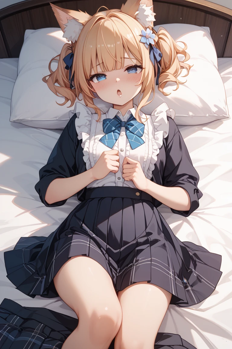 snfw,remove wet seethrough cute maid girl.blonde hair,spread leg show off,on bed.