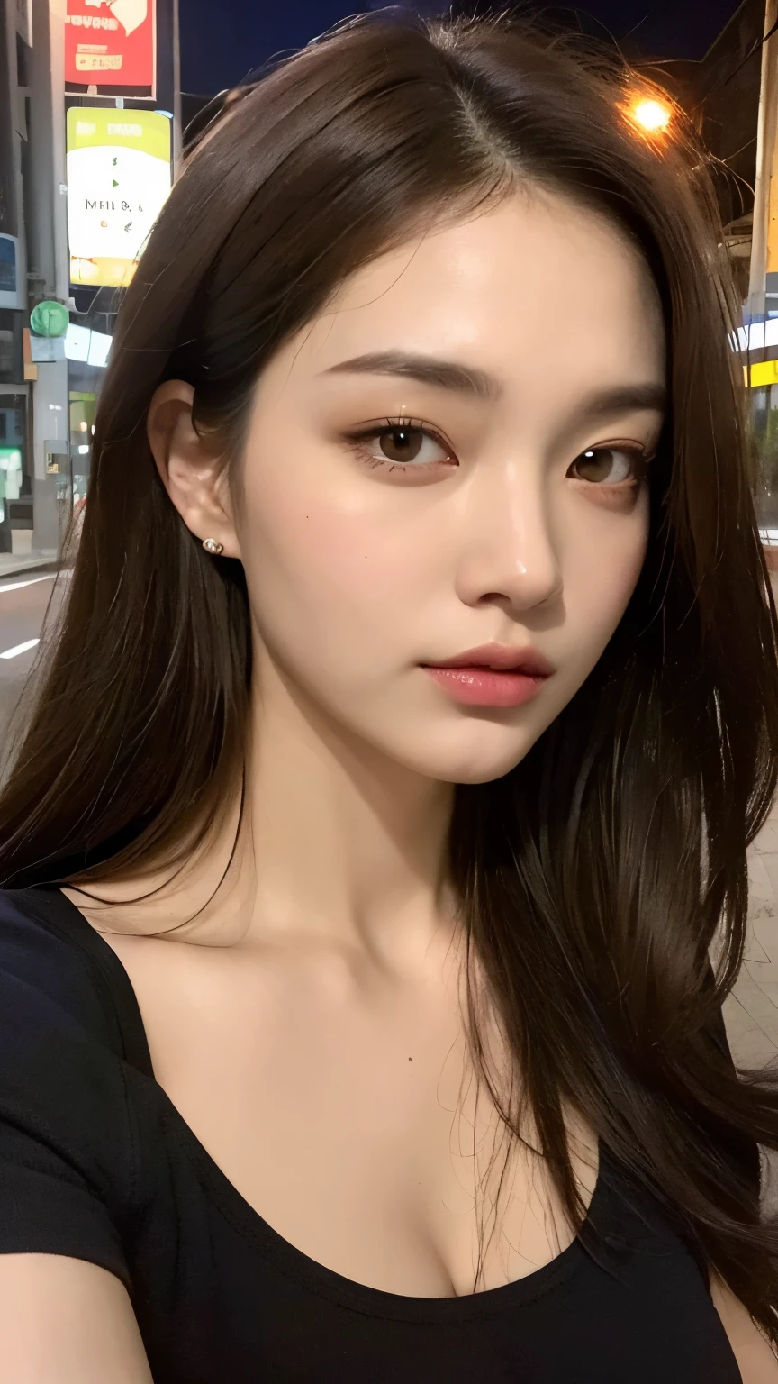 ((best quality, 8K, master piece:1.3)), sharp:1.2, beautiful woman with perfect figure:1.4, slim abs:1.2, ((layered hairstyles, huge tit:1.3,cleavage:1.2)), (Long shirt with sheer white buttons:1.1),(rain,street:1.2),get wet:1.5,Highly detailed face and skin texture,detailed eye,double eyelid,look sideways at the camera