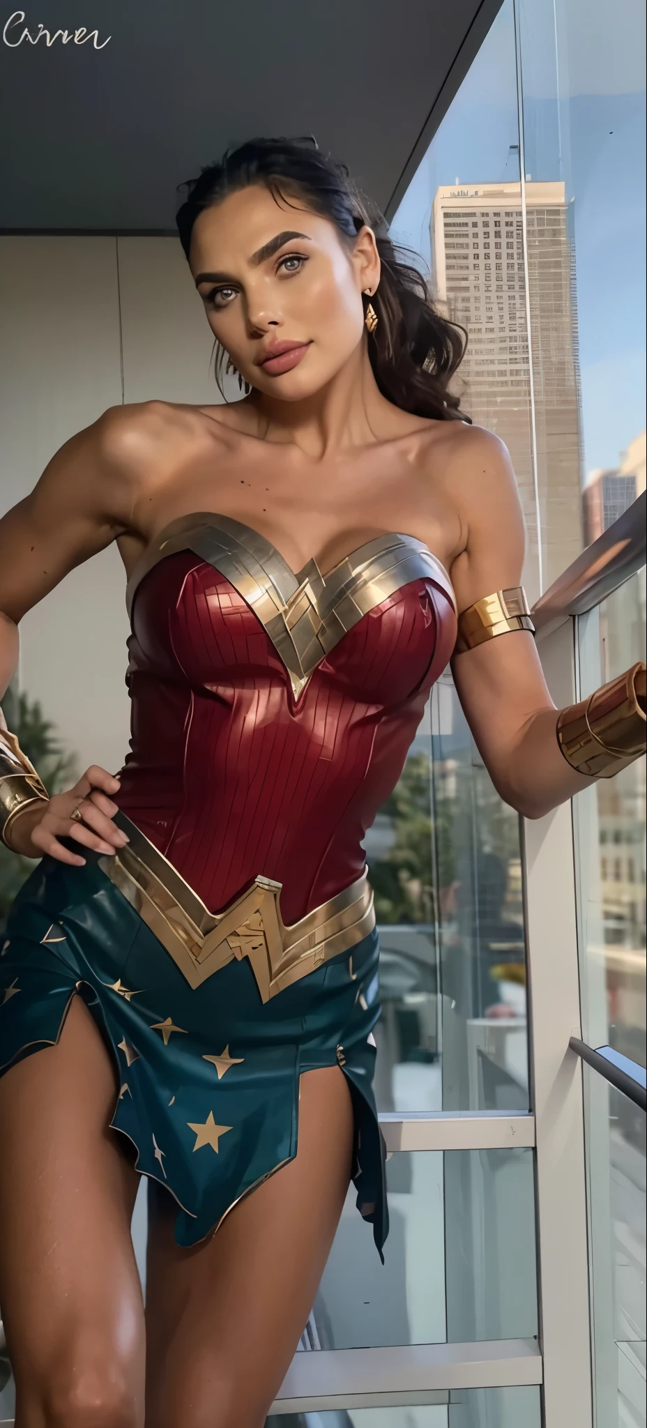 ((masterpiece), (solo character), (photorealistic:1.4), ),(best quality), (epiCRealLife), (g4lg), (g4lg large breasts), (g4lg show cleavages), (Gal Godot in wonder woman costume), (lora:epiCFlashPhoto),(flashphoto), (flash photography) (look at viewers), (night time), (at night), (photoshoot), (wonder woman theme),, (in a temple interior), (from side), , (smile)