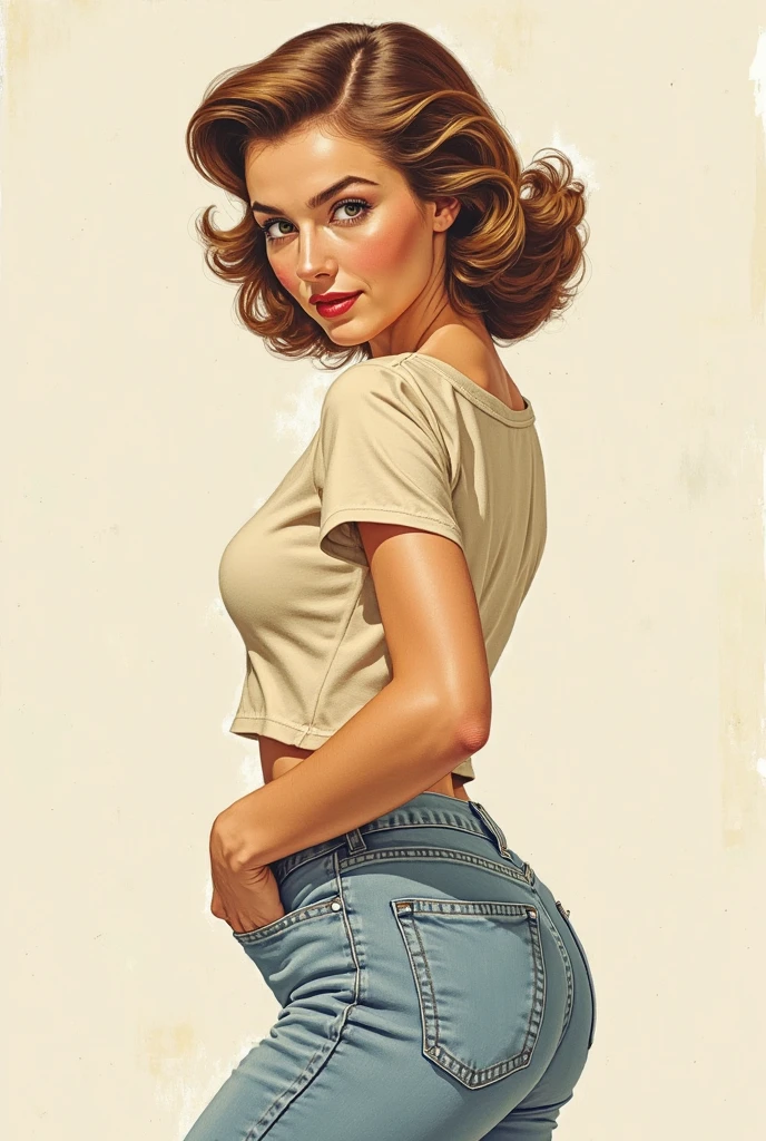 picture of (ed3nf1), a woman (wearing a tight white tank top:1.2), (wearing jeans:1.3), cleavage, modelshoot style, (extremely detailed CG unity 8k wallpaper), photo of the most beautiful artwork in the world, professional majestic oil painting by Ed Blinkey, Atey Ghailan, Studio Ghibli, by Jeremy Mann, Greg Manchess, Antonio Moro, trending on ArtStation, trending on CGSociety, Intricate, High Detail, Sharp focus, dramatic, photorealistic painting art by midjourney and greg rutkowski, (leather belt), (in a bedroom:1.2), (looking at viewer), (detailed eyes:1.2), (holding a jar of lube:1.3)