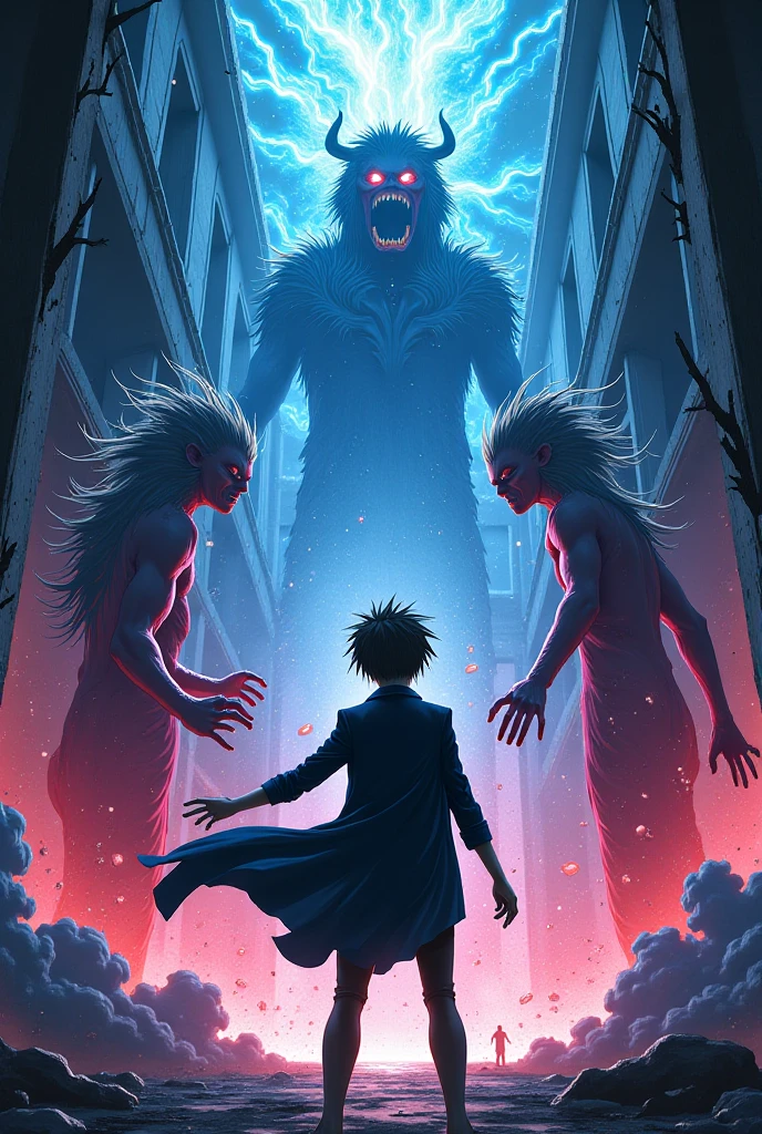 In the picture by the sea，A group of monsters in suits，Their hair is thinning and bald，The body is deformed by radiation。In the background is a magnificent mountain，And the top of this mountain，It is famous as Mt. Fuji。Despite the sight of a nuclear explosion behind it，These monsters carry pure white flags，They giggled and giggled，As if he didn't care about everything around him。
