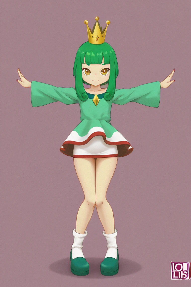 Best Quality, masutepiece, haigure, 2x2frames, 1girl in,   (White background),Green swimsuit,Green boots, Big breasts