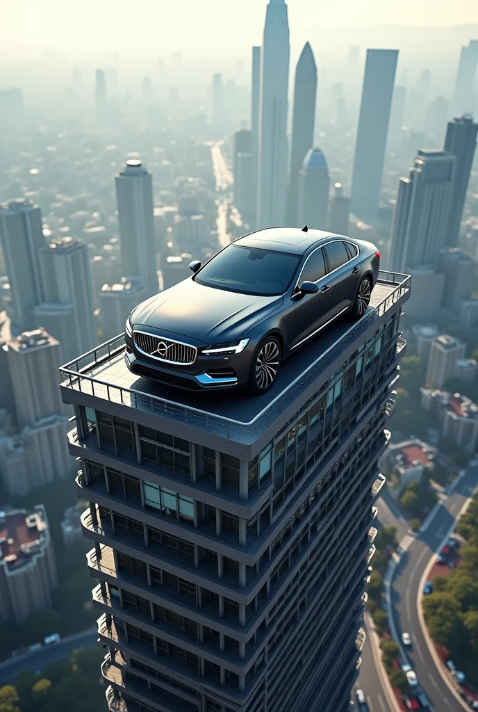 A car from the future with a woman on top of the car