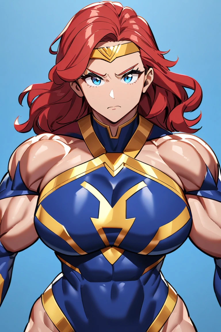 garota Superhero, gengibre, tempestade de raios, corpo musculoso voluptuoso, tiras de metal incandescente, Anatomia correta, seios enormes perfeitos, abdominais perfeitos
