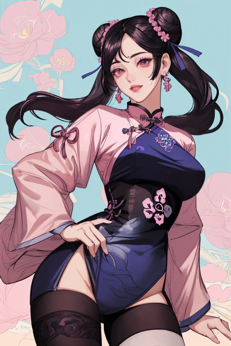 (masterpiece, highest quality: 1.2), Chinese traditional ink painting, 1 girl,（Large Breasts、big 、big 房、big Tits） Chinese intricately embroidered costume　,Decorative micro bikini  ,（Cleavage exposure、Exposing your arms、Navel exposure、Exposed thighs）Garter Stockings、 (smile), Looking at the audience,