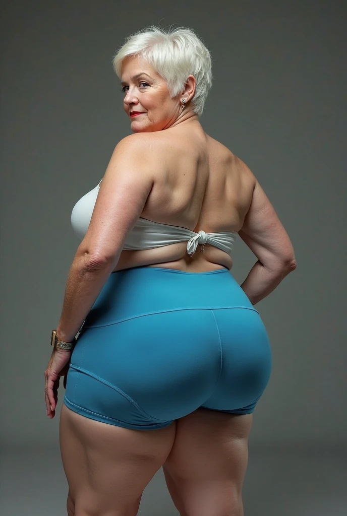 Busty older secretary big belly big butt thick thighs wearing light blue tight satin pencil skirt skirt and white satin bra brunette hair older mature women hands behind her head Bending backwards alittle front view of her side views of her erotic look on her face sensous look on her face big belly big butt 
