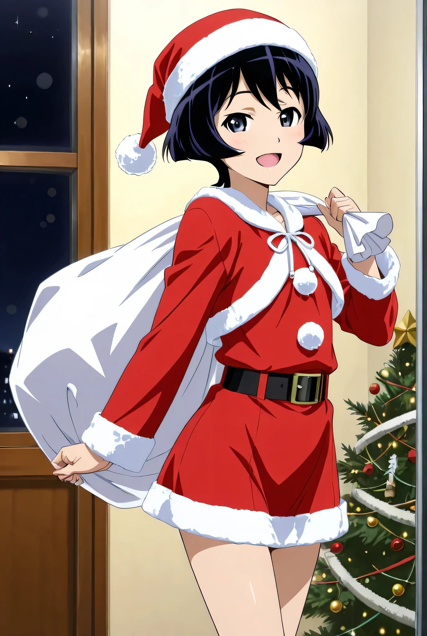 Utsugi Yuuki ,santa costume, 1girl ,alone,