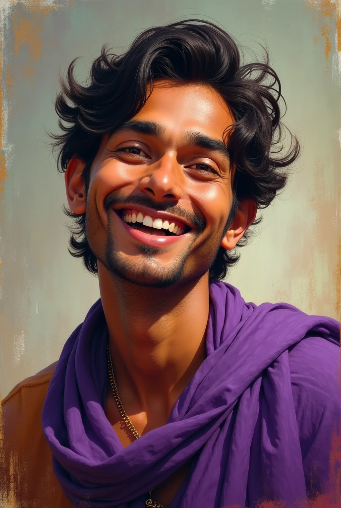 Smiling Rupendra Brahambhat in purple