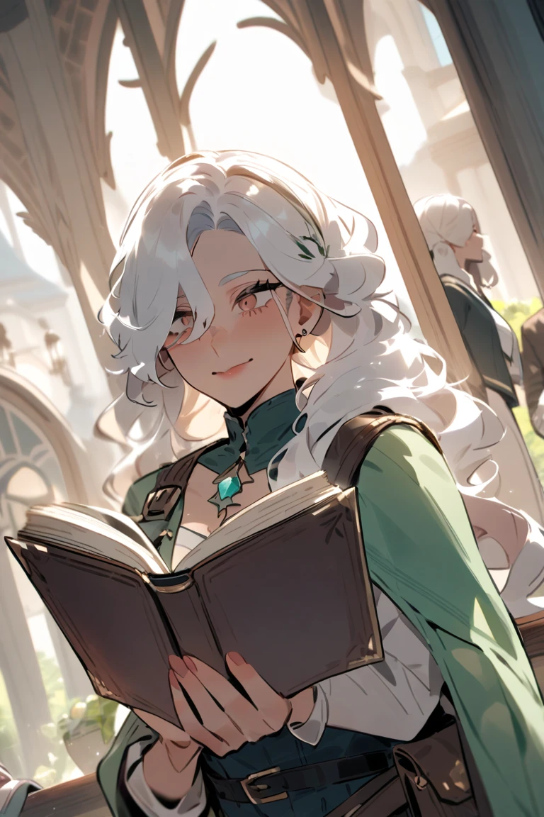 (RAW photo,best quality,high quality, masterpiece:1.2),1girl,,young face,young girl,Nahida(genshin impact),cross shaped pupils,default dress,green cape,white hair