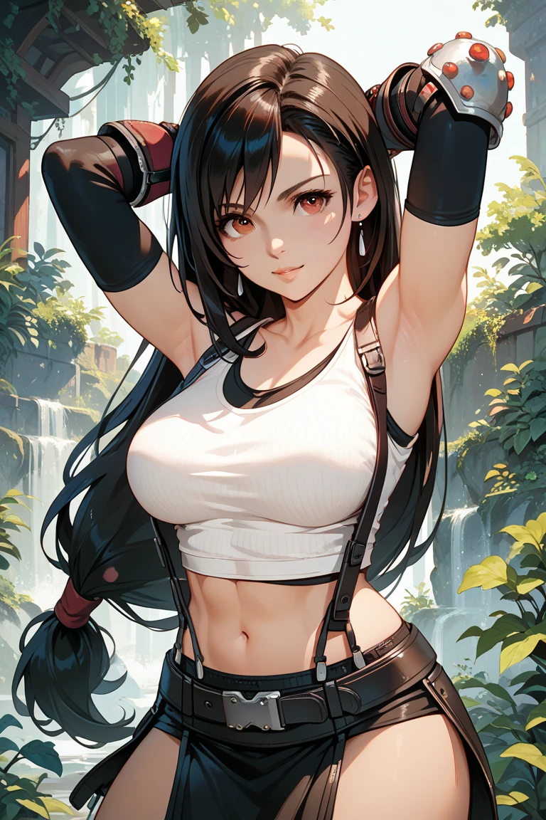 1 girl, black hair, yellow eyes, very long hair, pale skin, curvy, (extremely muscular), perky breasts, frozen lake, belo rosto detalhado, belos olhos, belas coxas, coxas lindas