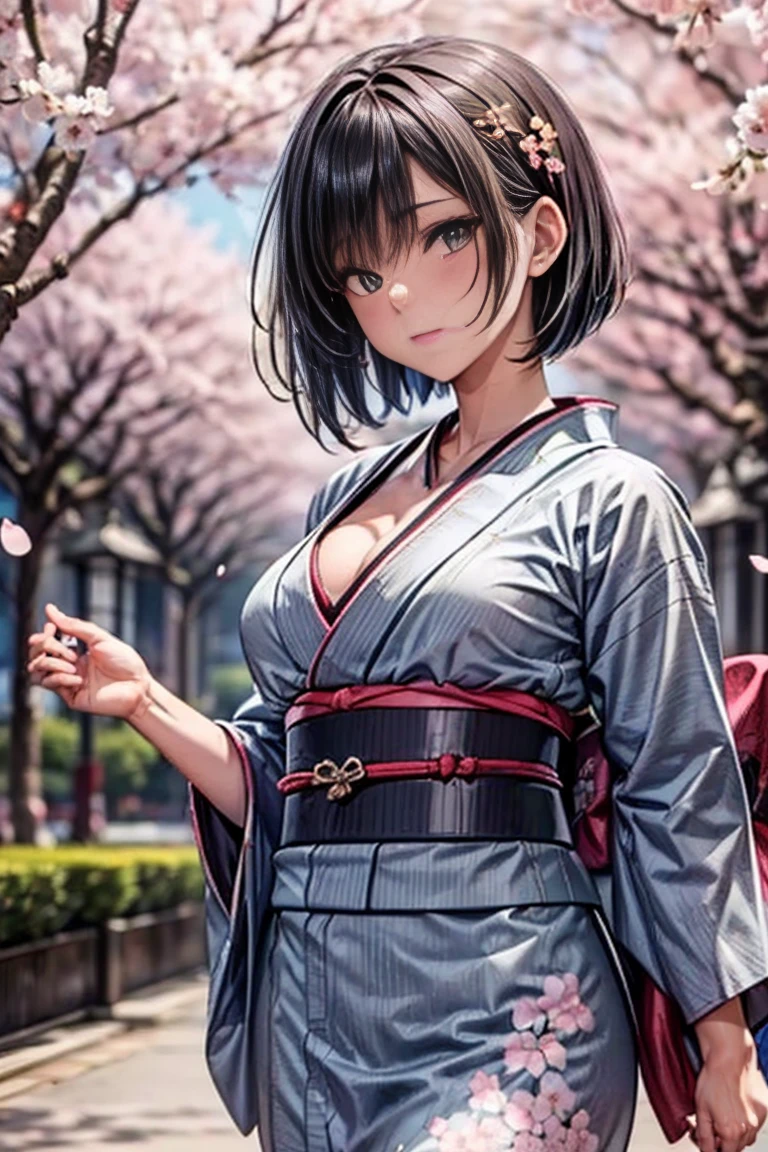 A girl is posing for a photo,pretty girl,Enchanting girl,Anime Girls,
(((One Girl,Baby Face,16 years old))),

(Pink floral pattern two-sleeve,Navy blue lantern hakama),
BREAK 

(Beautiful Hair,Shiny Hair),(Black Hair、Very short hair),
(Expression of fine eyes,Beautiful and delicate eyes,Sparkling eyes,Eye Reflexes),(black eye),
double eyelid,Long eyelashes,
(Beautiful Nose,Thin Nose),
(Glossy lips,Beautiful Lips,Thick lips),
(Symmetrical facial features,Perfect Face),(((Detailed skin,Oily skin,Textured skin,Beautiful Skin))),
break 

(smile),
(noon、(garden、cherry blossoms)),((Sit on a bench、whole body:1.4)),
break 

(((highest quality)),((masterpiece)),(Very detailed),(High resolution),(Beautiful sparkle),(High detail),(Anatomically correct)),((Realistic)),
(The best CG),Highly detailed art,CG illustration,(16k,1080p),((Line art)),
