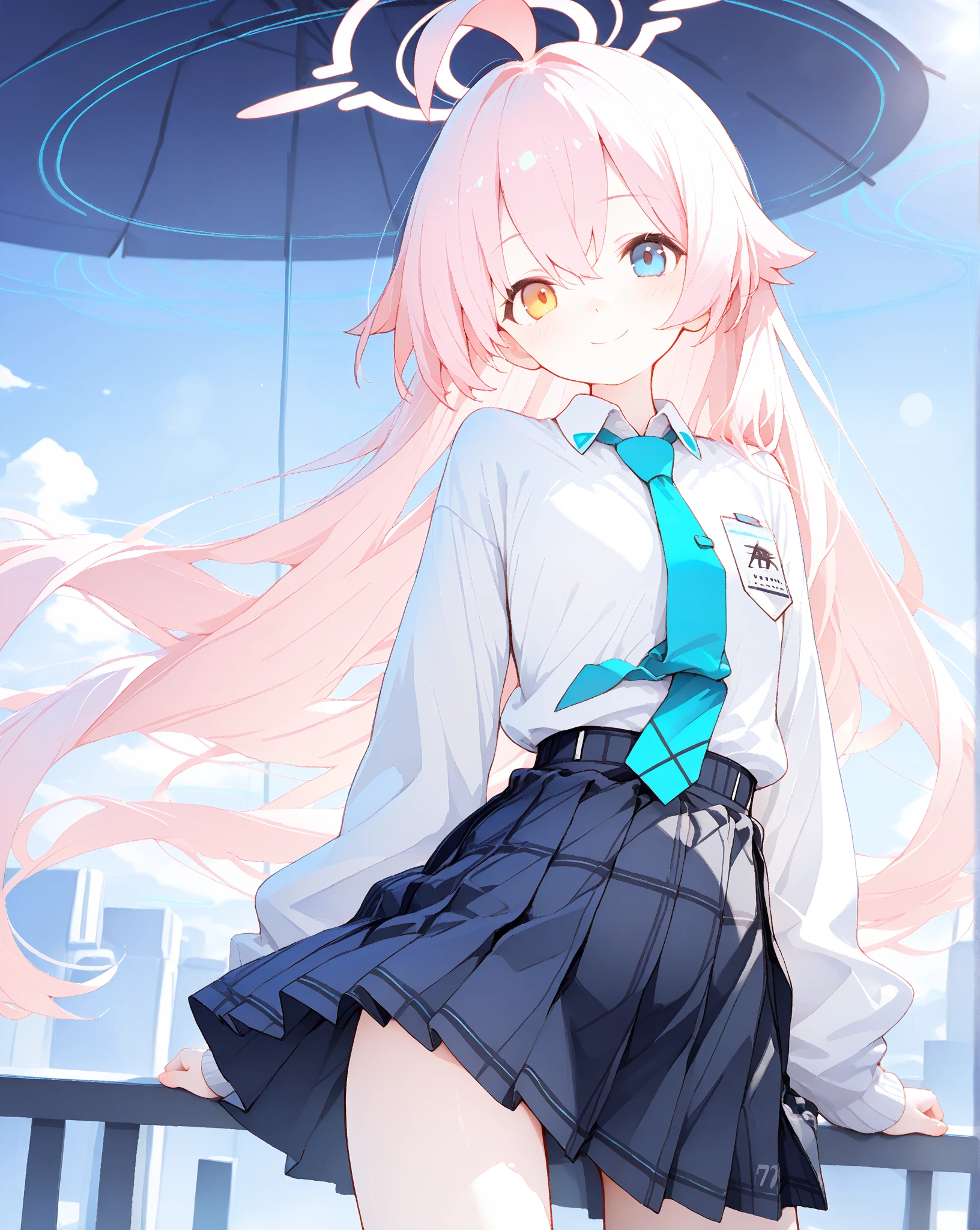 masterpiece, Highest quality, Very detailed, One Girl, Hoshino, White shirt, Pleated skirt, Embarrassing, Are standing, 
Outdoor,	hoodie,	Dynamic pose