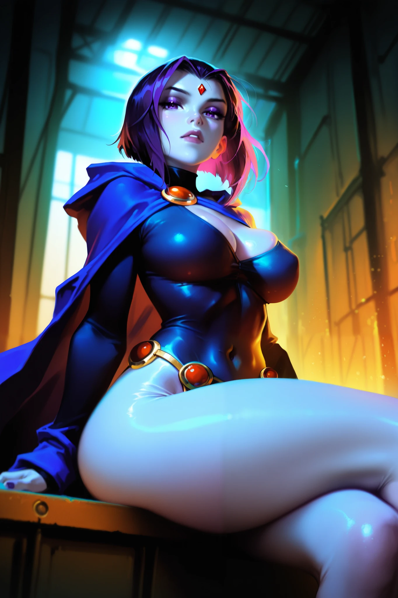 Masterpiece, Professional, High Definition - quality, sharp focus, perfect artwork, Best Illustration, trending on artstation, UHD, 4k, full body, NSFW
character design sheet, full body view,1girl, muscular, black bodysuit , superhero, short curly red hair , white cape, beautiful woman, short curly hair, small head , flat breasts , purple thigh highs , shiny skin, gold logo on chest ,scribbles and marks, puffy lips , full lips, wide hips , big lips, detailed lips, gold gloves, rough sketches, pose, simple background, white background