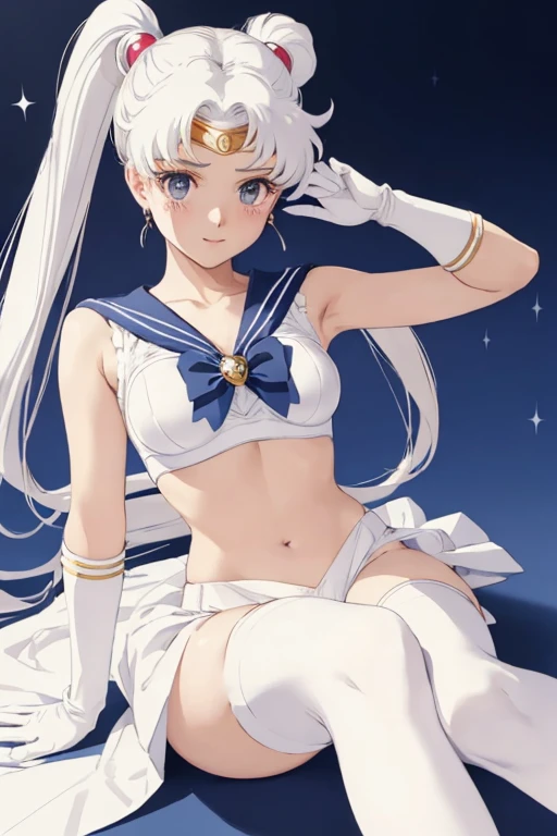 a drawing of a woman in a blue bikini and white hair, anime goddess, the sailor galaxia. beautiful, knights of zodiac girl, sky witch, white haired deity, anime art nouveau cosmic display, princess 'kida' kidagakash, cloud goddess, anime barbie in white stockings, anime art nouveau, anime woman fullbody art, beautiful alluring anime woman