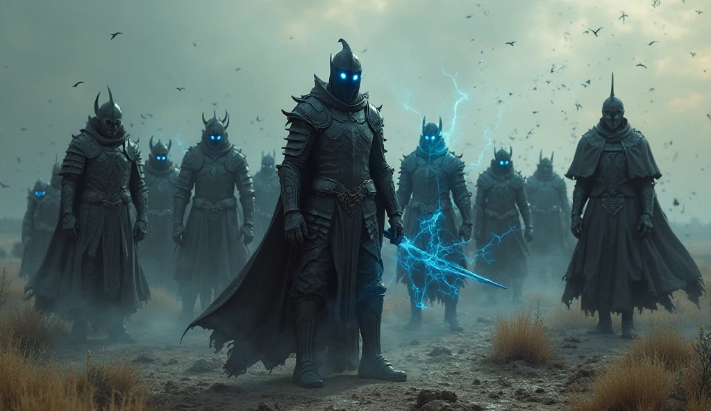 (extremely detailed 8k wallpaper), a medium shot photo of  Grim dressed as a scary masked metallic white and baby blue furry-supervillain in a metallic white and baby blue spiked armour made of fur glowing armour with spikes from marvel, theme, intricate, high detail, dramatic, destroyed burning buildings in the background