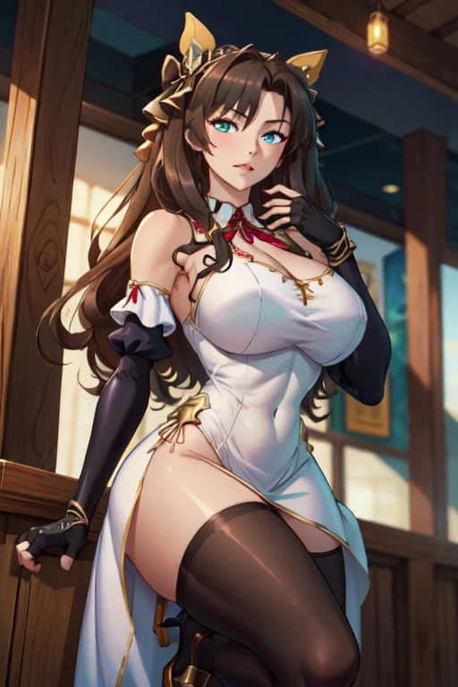 ((Tabletop, highest quality, High resolution, , Pixel Perfect, 4K, ))), Beautiful woman,, alone, beauty、The whole body is visible、 (((Sexy Witch Cosplay), Long dark blonde wavy hair、Off-the-shoulder jacket, Dark blue flared skirt、Witch Hat、Mid-wave hair, bangs, Brown Hair)), ((Brown eyes, Beautiful eyelashes, Realistic eyes)), ((Detailed face, Blushing:1.2)), ((Smooth texture:0.75, Realistic texture:0.65, Realistic:1.1, Anime CG Style)), Center of chest, Dynamic Angle, Perfect body, ((,)), 、、Very embarrassing panic smile, 、Castle princess bedroom、On the bed、Sleeping in bed、Looking up、(The wind flipped up her skirt, 、、、、、Pink lace panties、)、Angle from below