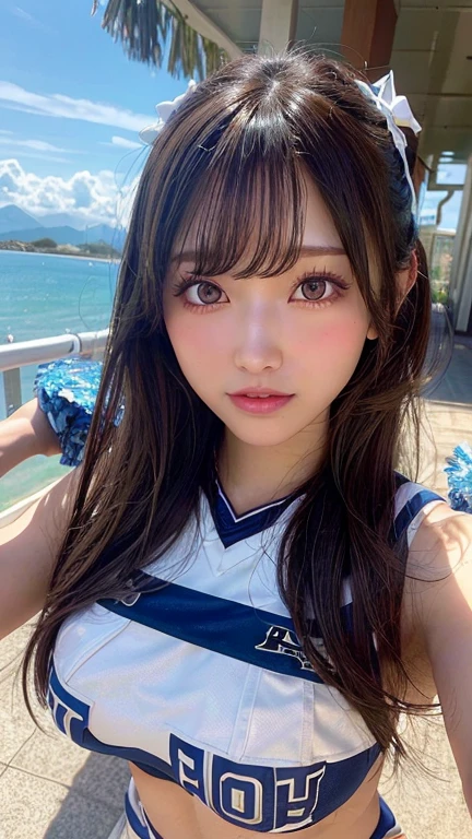 drawing, dramatic, 1 girl, cute Japan girl, black hair, sundress, (medium breasts), (beach promenade, amusement park, ferris wheel, carousel, cotton candy, arcade, roller coaster), live-action, realistic, smile,