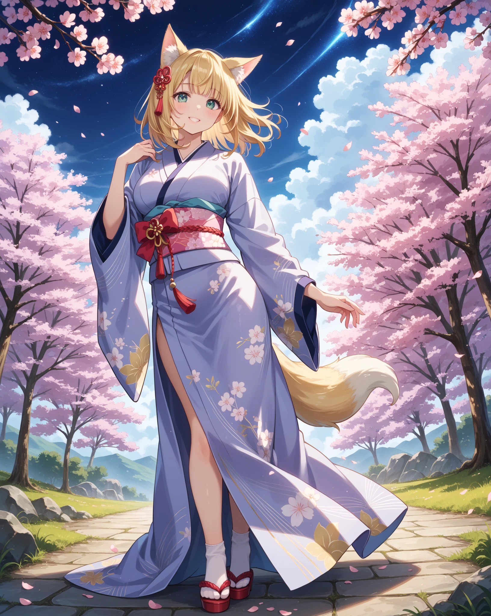 lace kimono, kimono and lace fusion, lily, hugging, natural luminescence, neon, pigtails, rabbit ears, small, lower breasts, female brat, thick eyebrows, thin waist, beautiful blonde, braid, (masterpiece), ((highest quality)), (super detailed), girl, (beautiful eyes)), beautiful detailed eyes, clean and detailed face, five fingers, textile shading, perfect anatomy,