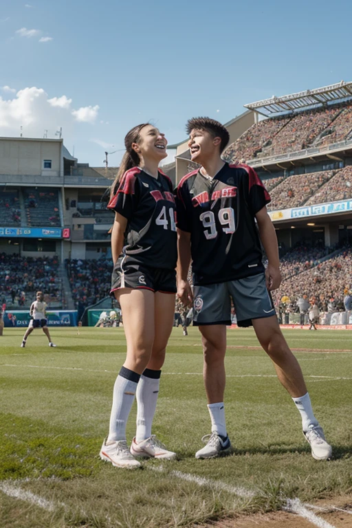 photo, photorealistic, photography, soccer action pose, cradle-carry-pose, first-aid in a sports stadium, affection pose, lecherous action pose, dramatic action pose, theatralic pose, there is a attractive woman that is carrying a wounded athlete, there is a beautiful woman in a shiny black outfit who is carrying a shorthaired young man in her arms, a longhaired beautiful woman in a high-shine black catsuit, a longhaired woman in a shiny black dress, a woman is carrying a shorthaired man who is wearing a matte cotton sports outfitt, a weak man in matte cotton sports shorts is consciousless and needs to be carried, a shorthaired man with closed eyes is carried by a longhaired woman, a woman looks very scared and terrified, a consciousless man with closed eyes is suffering very much and has a very painful face, photo, photo shoot, photographed , accident, help, aid, first aid, pity, an elderly veiled woman screaming loud in desperation and anger