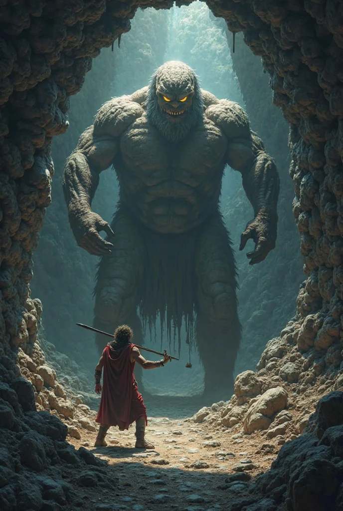 king kangsa throwing a baby towards a stone wall , inside his jail fantasyreal