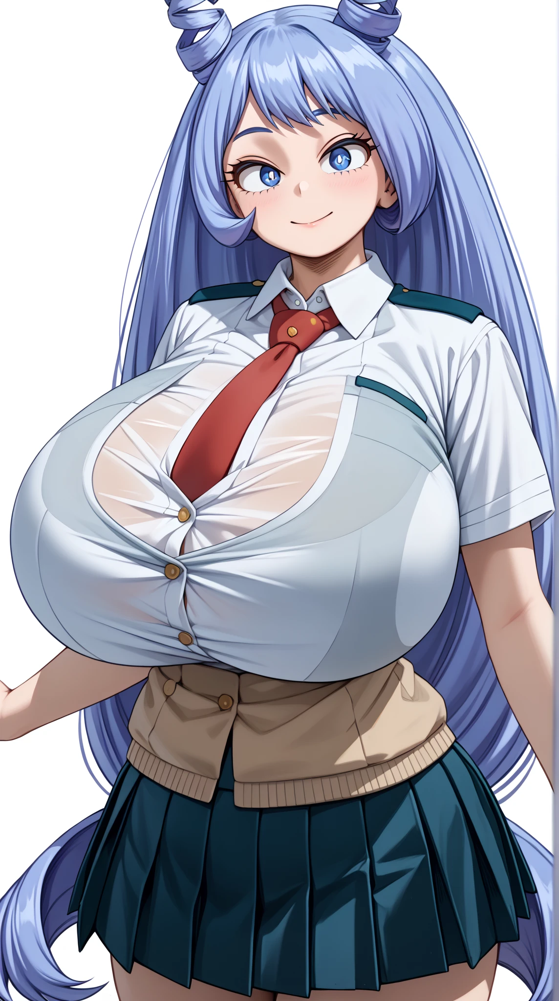 best quality, masterpiece, detailed, realistic, RAW photo, a woman, profile, floating island, light, battoujutsu_stance, long hair, aqua eyes, thick, __single_colors__ sweater, heart cutout, __single_colors__ pleated skirt,, open mouth