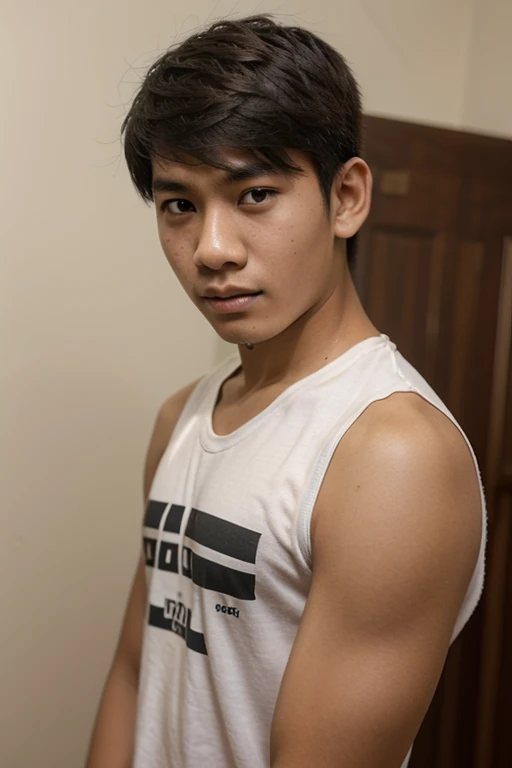 hyper realistic oil painting of a male, age 18, handsome indonesian men, face [Rangga aadc: zayyan xodiac: 0.5], wear rope harness, two large wings, [by Alphonse Mucha: john william waterhouse: Charles Dana Gibson: charlie bowater: 0.6], natural red lips, small moustache, fierce look, fit body, bare chest, detailed face, detailed physique, abdominal muscles, well built bodybuilder, macho, oily body, detailed feathers, wear gold head band, gold shoulder band, gold necklace, gold crown, wear g-string, hair bund, long-haired, Real texture, sarong batik, sharp focus, highly detailed, artstation, cgsociety, bokeh background in the pond garden full of rose flower, decorative art deco, symmetrical, acurate, 16, rococo style, character design, cinematic lighting, drop shadow, blending, backlighting, glowing light, sparkle, depth of field, reflection light, high detail, best quality, masterpiece, super detail, high details, uhd, highres, textured skin, anatomically correct, award winning,