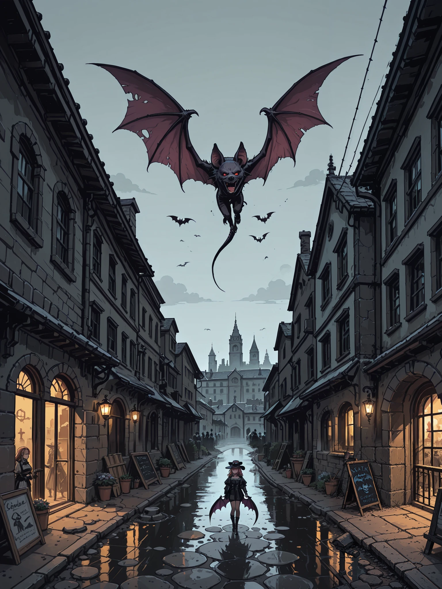 A scary bat in one of the houses