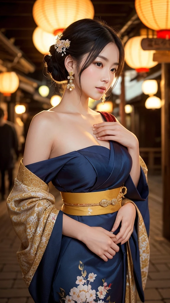 face is :9,41434626], Bewitching beautiful mature woman、40 years、stature　154cm、well-proportioned figure、The figure of the hourglass、Japan in a yukata、Yukata at Japan Ryokan、Shoulder out、clavicle、model in Japan、Japan sensual woman, Gorgeous Japan Woman, goddess of Japan, A smile、Awkward pose sitting on the floor、Raw photo, (in 8K、top-quality、​masterpiece:1.2)、(intricate detailes:1.4)、(Photorealsitic:1.4)、octane renderings、Complex 3D rendering ultra detail, studio lights, Rim Lights, vibrant detail, super detailing, realistic skin textures, Detail Face, Beautiful detail eyes, Very detailed CG Unity 16k wallpaper, make - up, (detailedbackground:1.2),　shinny skin、