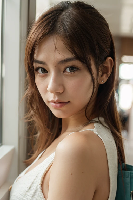 (In 8K、RAW photo、highest quality、masterpiece:1.2)、(realistic、Photoreal:1.37)、highest quality、超A high resolution、cleavage、big breasts、bar counter