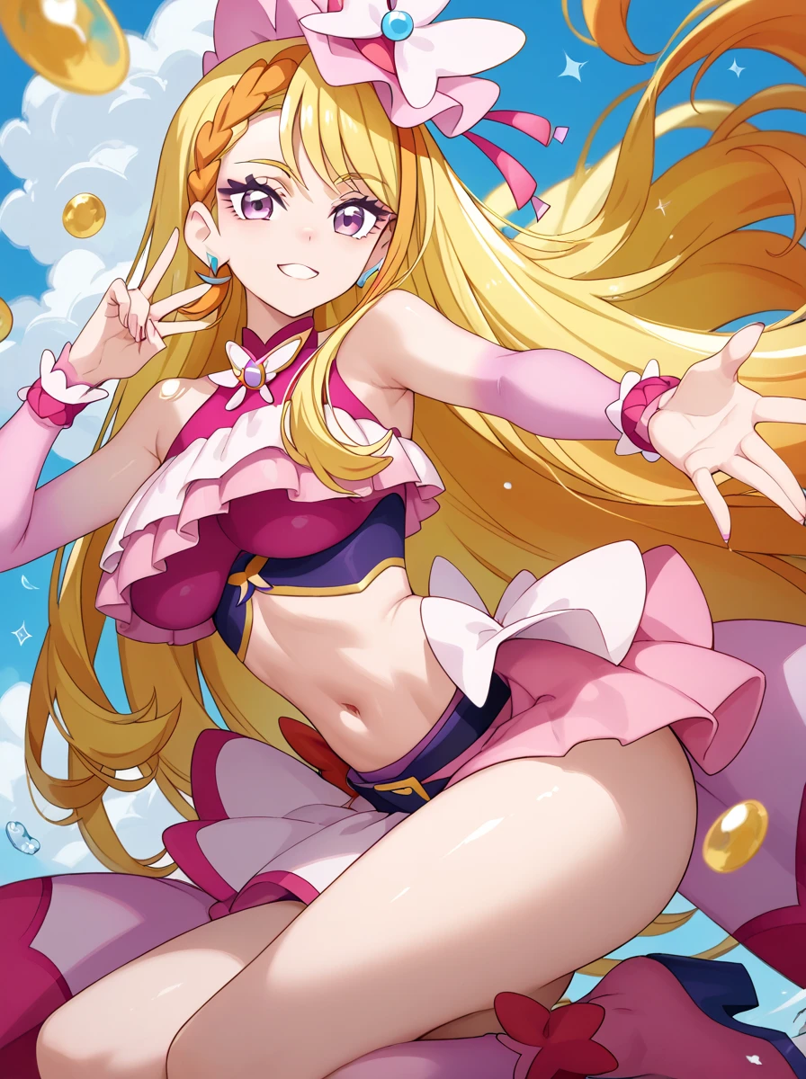 City pop color, 80s style illustration, 80s, schoolgirl, nipple seal, rabbit, pigtails, small, female brat, huge thighs, thick eyebrows, thin waist, beautiful blonde, braid, (masterpiece), ((highest quality)), (super detailed), girl, (beautiful eyes)), beautiful detailed eyes, clean and detailed face, five fingers, textile shading, perfect anatomy,
