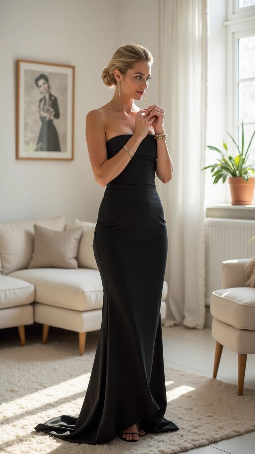 (8K、RAW Photos、Highest quality、masterpiece:1.2)、(Realistic、Photorealistic)、1 Girl、((Castle、smile、Black Dress、Sandals、whole body、Big dress、Frills、Big Breasts、Look forward、Are standing))、