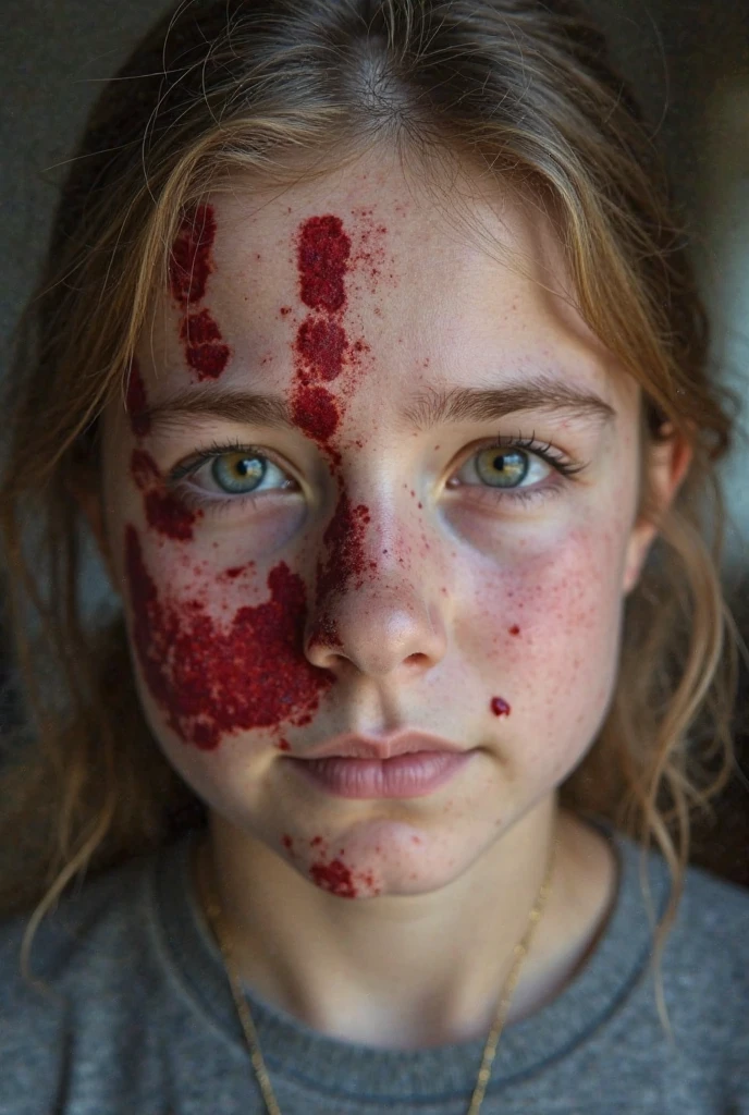 Bloody children crying in war