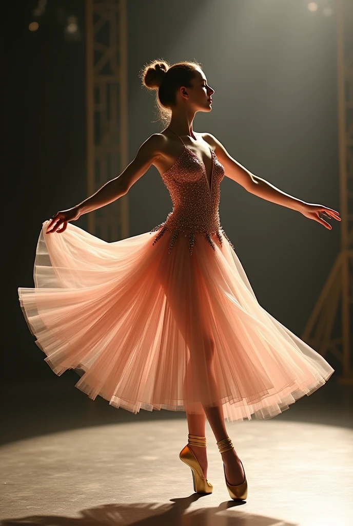 Black dancer performing in studded ballet costume Beautiful and luxurious conceptual photo High quality 8k No defects