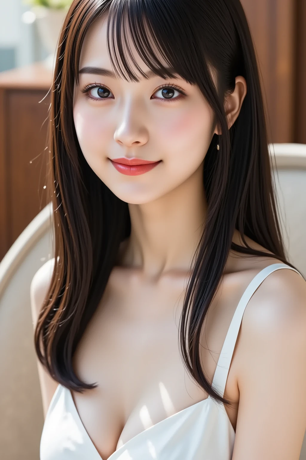 Best-quality, Masterpiece, Ultra-High-Resolution, (Photorealistic:1.4), Raw-Photo, Extremely-Details, Perfect-Anatomy, 1girl, the most famous Japanese idol, extremely cute and extremely childish face like a most popular Japanese idol, extremely beautiful big-black-solid-circle-eyes, extremely beautiful realistic-skins, extremely beautiful long-eyelashes, extremely beautiful lips, extremely beautiful body, innocent smile, upturned ass
