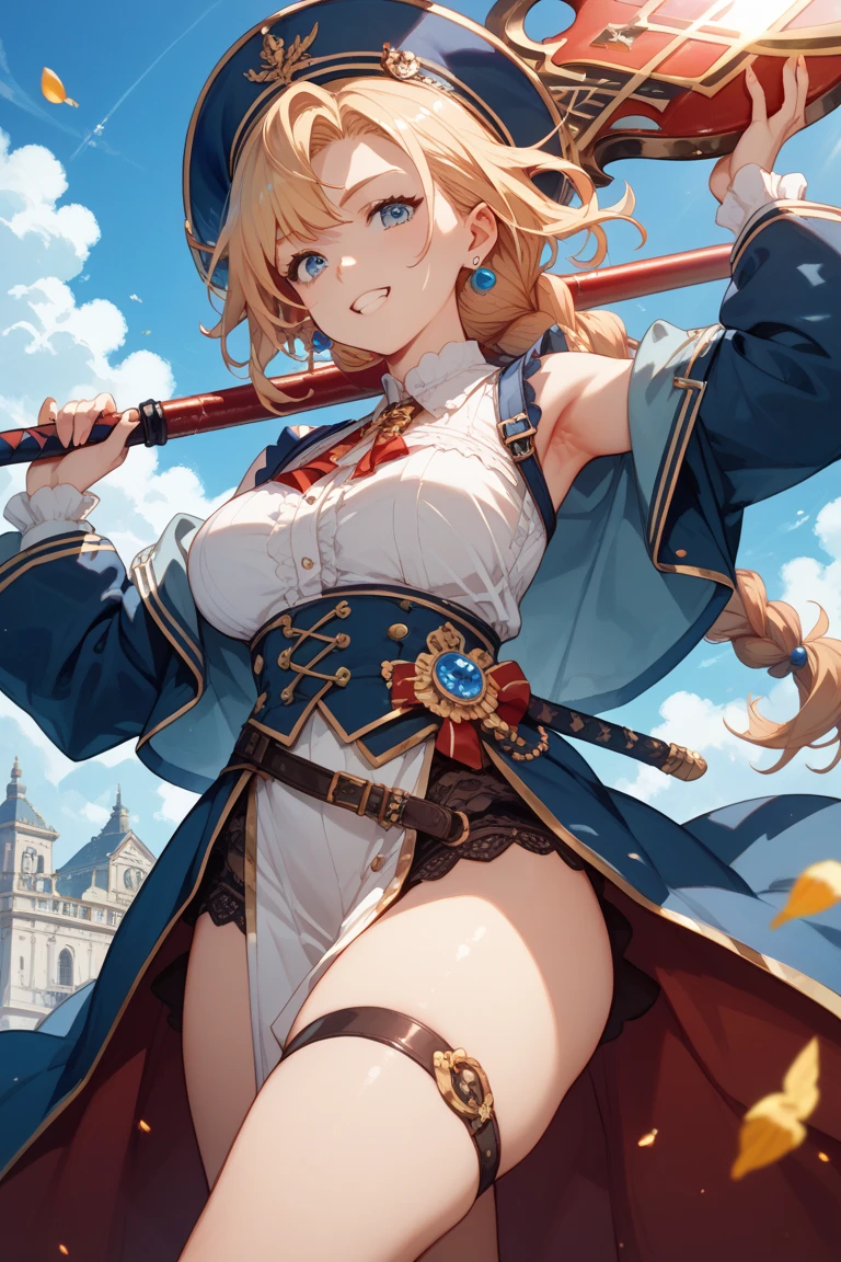 tiny girl,Colossal tits,Smile with open mouth,short blonde hair,the witch,magical little girl,hair adornments,Heterochromia,Top image quality,Best Quality