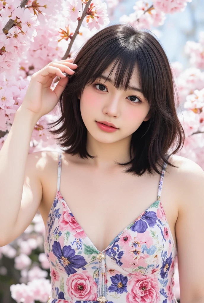 (((Exposing breasts 1.6))),(((Exposing breasts 1.6))),(((Exposing breasts 1.6))),masterpiece, Highest quality, 8k, Absurd, Beautiful medium long bob hair,Woman in her late 20s, That shy expression is cute, (Sensual Style),((Seven episodes were filmed...........1.4)), (Nude 1.5), No makeup, The near road and the far road, Written boundary depth, Surreal, High resolution, photograph, Sharp focus, Face lamp, Dynamic Lighting, highest detailed, ,Extreme detaileds、Super detaileded、detailed、Real Skin、elegant features、Positive and optimistic、(The background is a colorful flower field)