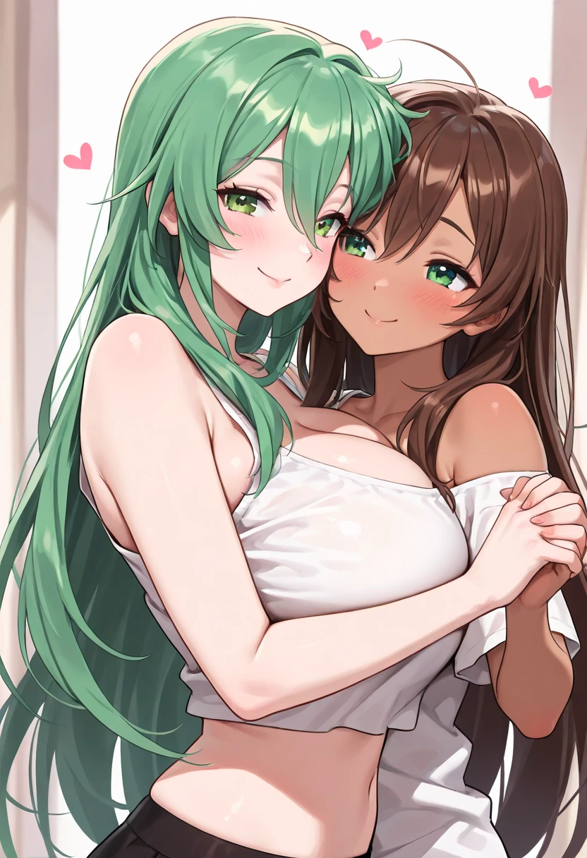 Ochaco Uraraka my hero academia and Tsuyu Asui naked hugging
