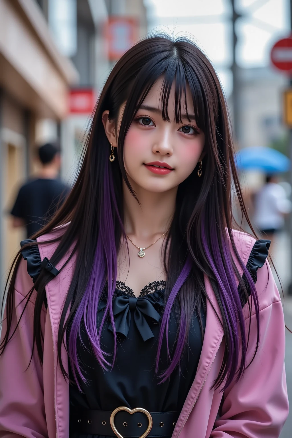 background（Black Night Sky，Big Moon），Close-up of a woman，Wearing a white shirt、Purple Hair，Very long hair，very thick braids，Purple eyes，big ， realistic girl rendering, 8k artistic german bokeh, Enchanting girl, Real Girl, Gurwitz, Gurwitz-style artwork, Girl Roleplay, Realistic 3D style, cgstation Popular Topics,, 8K Portrait Rendering,（truth，truth：1.4），Wear pink pajamas，巨big ，Sparkling eyes，Purple eyes