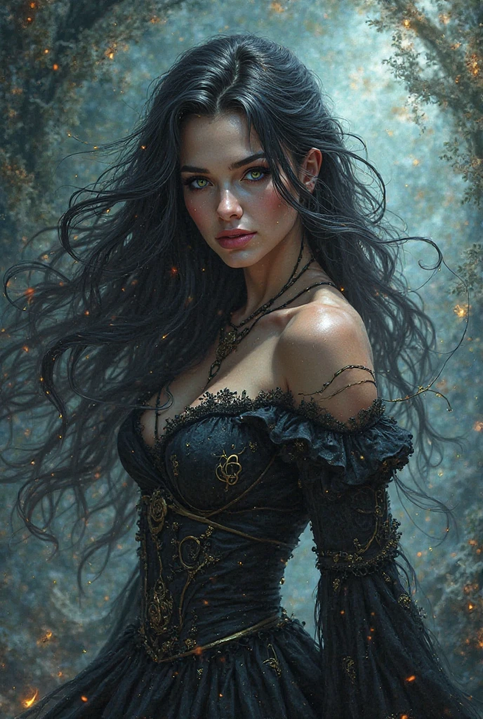 (best quality,4k,8k,highres,masterpiece:1.2),ultra-detailed,(realistic,photorealistic,photo-realistic:1.37), HDR, UHD, studio lighting, ultra-fine painting, sharp focus, physically-based rendering, extreme detail description, professional, vivid colors, bokeh, portraits, Halloween-themed, autumnal color palette, glowing Jack-o'-lanterns, spooky atmosphere, misty streets, cobblestone roads, ancient buildings, moonlit sky, intricate lace patterns on the woman's dress, vibrant orange, deep green, and eerie green hues, intricately carved pumpkins, flickering candlelight, mystical fog, leaf-covered ground, wind-blown leaves, hauntingly beautiful expression on the woman's face, exquisite makeup, long flowing hair, mesmerizing green eyes, darkened shadows, captivating smile, magical aura, enchanted woodland creatures, bats flying in the night sky, spiderwebs glistening in the moonlight, mystical symbols and runes, spellbinding pose, captivating gaze, mysterious background figures, bewitching charm, timeless beauty.
