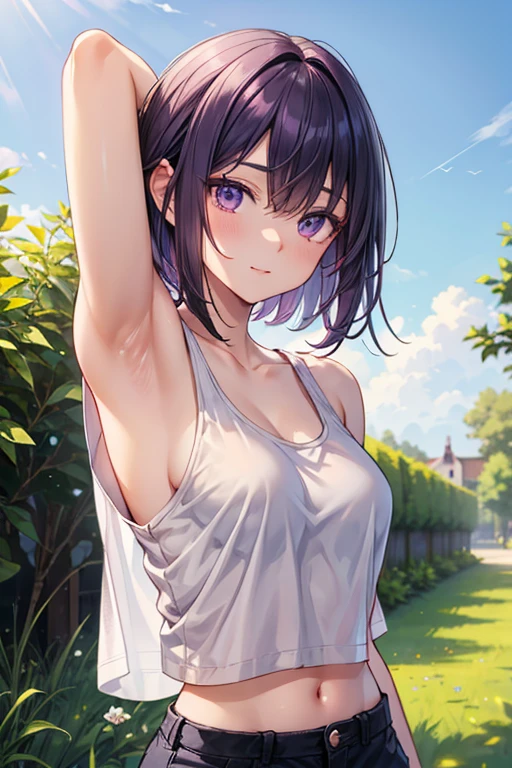 (masterpiece), School, cherry blossoms, Outdoor, One girl, Seraphim, Medium Hair, Black Hair, smile, Small breasts, Particles of light, Speckled sunlight,Completely naked,Small nipples,Very fat