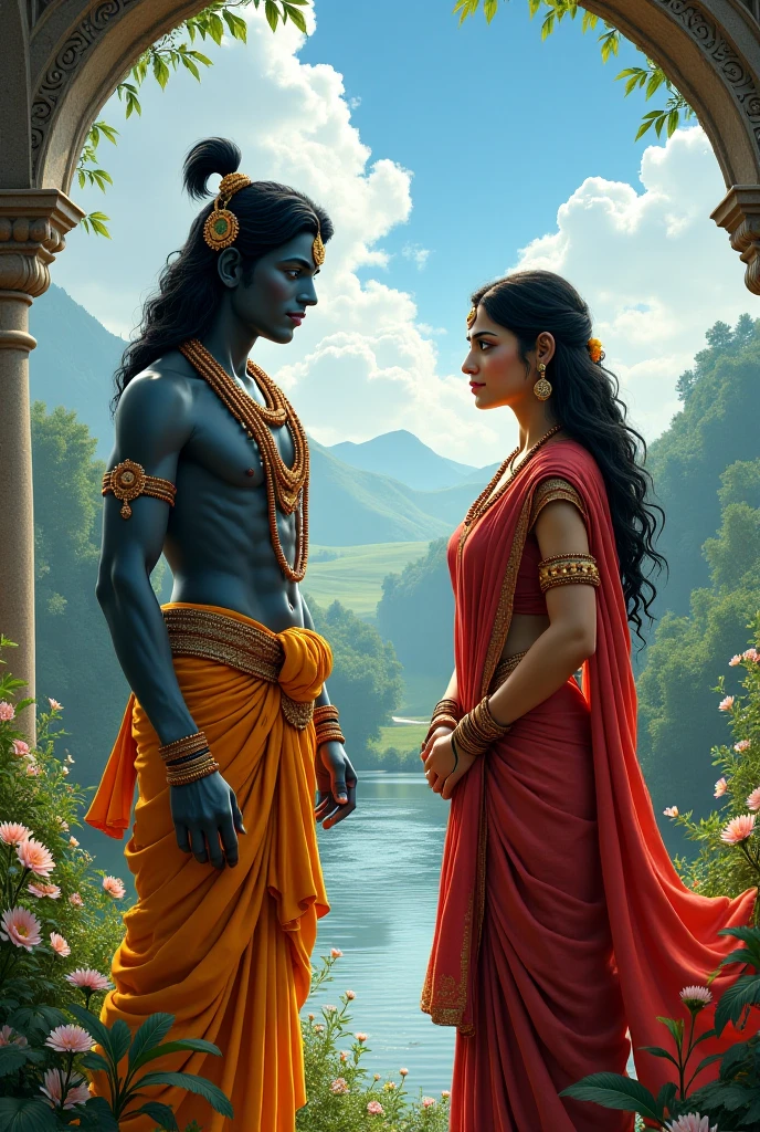 Sri Krishna talking with gandhaari