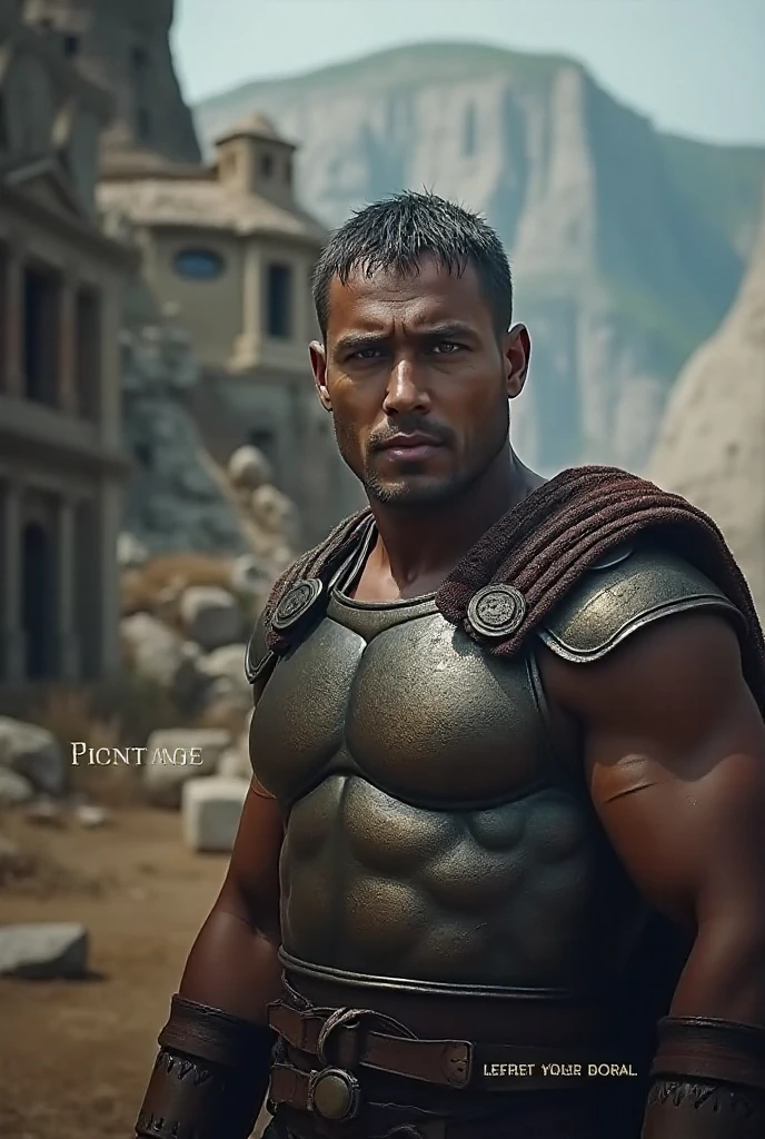 (masterpiece, intricately detailed, highest resolution, best quality:1.2), (doujin), a cocky Roman soldier, Roman army,a 24 y.o muscle warrior stud with a muscular physique sitting on a chair with black eyes,dark-skinned male, wearing bondage attire, armor, bracelets, necklace, jewelry, (excessive cum), (cum on body), (cum drip), flaccid penis,saggy balls,hairy chest,vascular,muscle striations,soft light,fantastic realism,