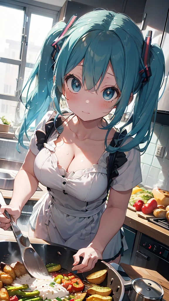 seiun sky,umamusume, 1 girl, young, long bangs between eyes, cute face, (((blush,))) medium  hair, qua hair, [medium breast,] thighs, beautiful detailed blue eyes, white skin, (((((naked apron,))))) (((((sex,))))) (((nsfw,))) (((((vulgarity,))))) ((plaid panties,))