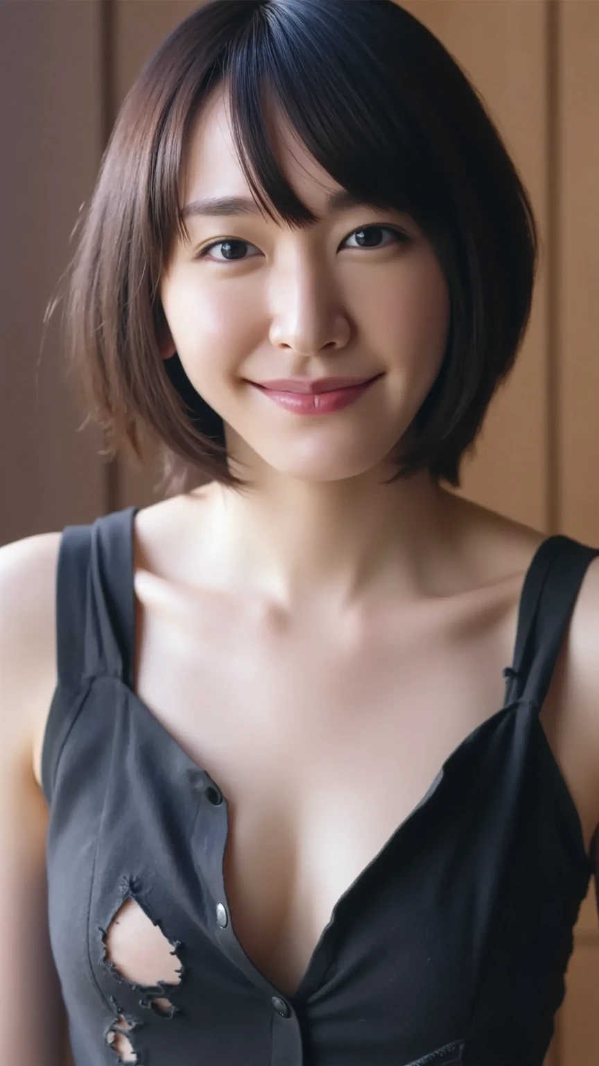 Browsing Caution:1.3:((Highest quality、8K resolution、Masterpiece、Portraiture:1.3)), Photorealistic, 35mm Film, Mature Woman:1.5,On the street during the day, Wrinkles around the eyes,Wrinkles around the mouth、short hair、((Flashy black lingerie:1.3)) , (Outdoor_City Street: 1.3), Cluttered background,Looking at the audience,(Tokyo cityscape:1.3),Large Breasts:1.3,Laughter, whole body