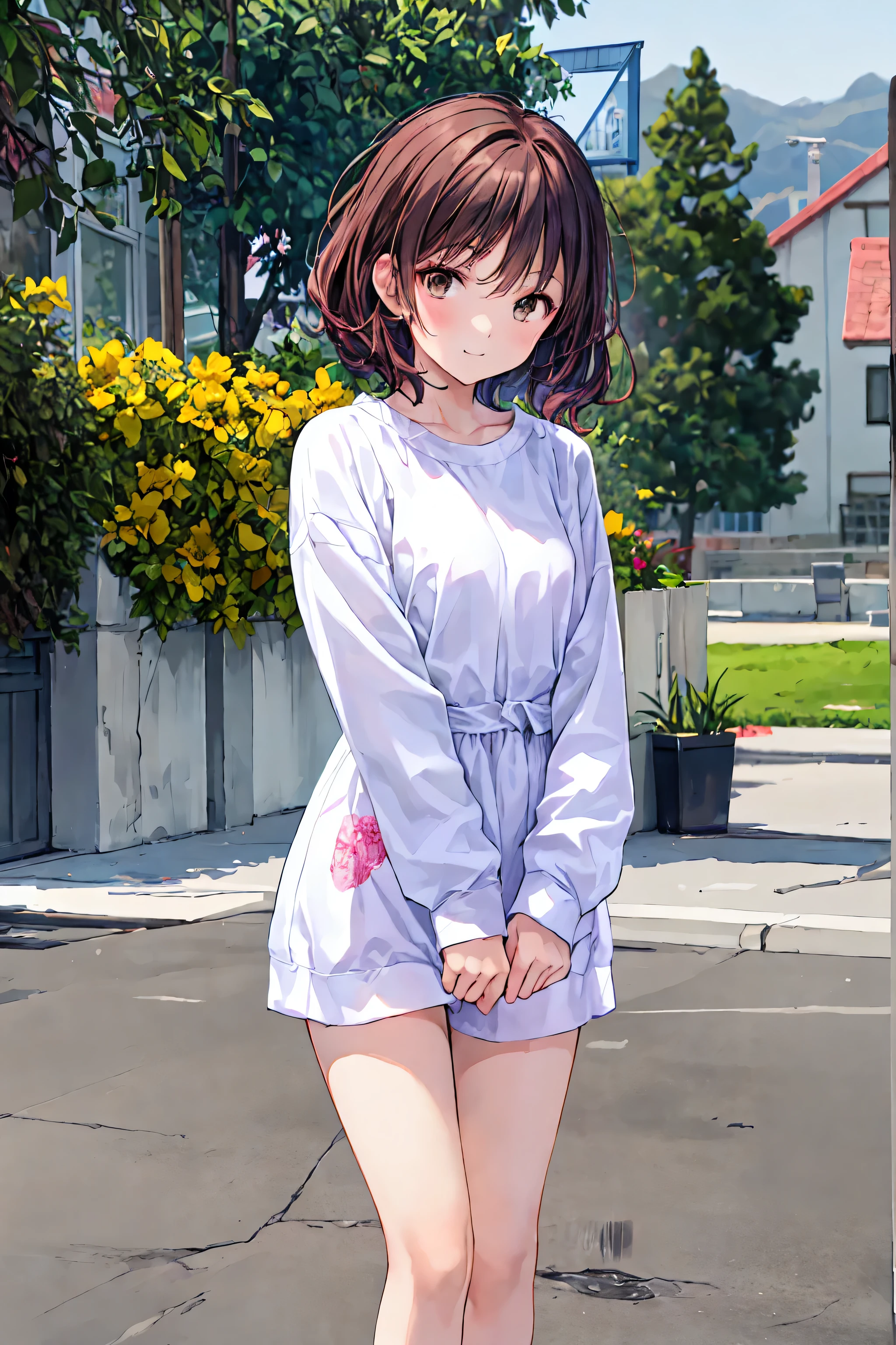   High definition raw color photo , professional shooting, (((((bokeh))))), written border depth, Taken with Sony α7 IV，((masterpiece)), (anime:1.5), ((Best Quality)), (RAW photo:1.2), (high resolution:1.3), (professional photography:1.2), ( color difference), one girl, (()), (serious), (beautiful brown eyes:1.3), viewer, Plain Shirt, O-ring, disheveled hair above your eyes,   medium hair, (Put your hands in your pants), ((Take off your work pants)), 明るいBLACK ROCK , (small breasts), Cute waist, outdoor, ((Top of the big bell tower))，BLACK ROCK ，Shortcuts，，  short braided hair，  Neat  ，  slender beauty  ，dignity，small breasts，beautiful legs，Her charming gray-blue eyes shine like stars.， vivid color,beautiful,A delicate smile,textured skin,Best Quality one is the best,  gentle and beautiful woman  ,anime style､