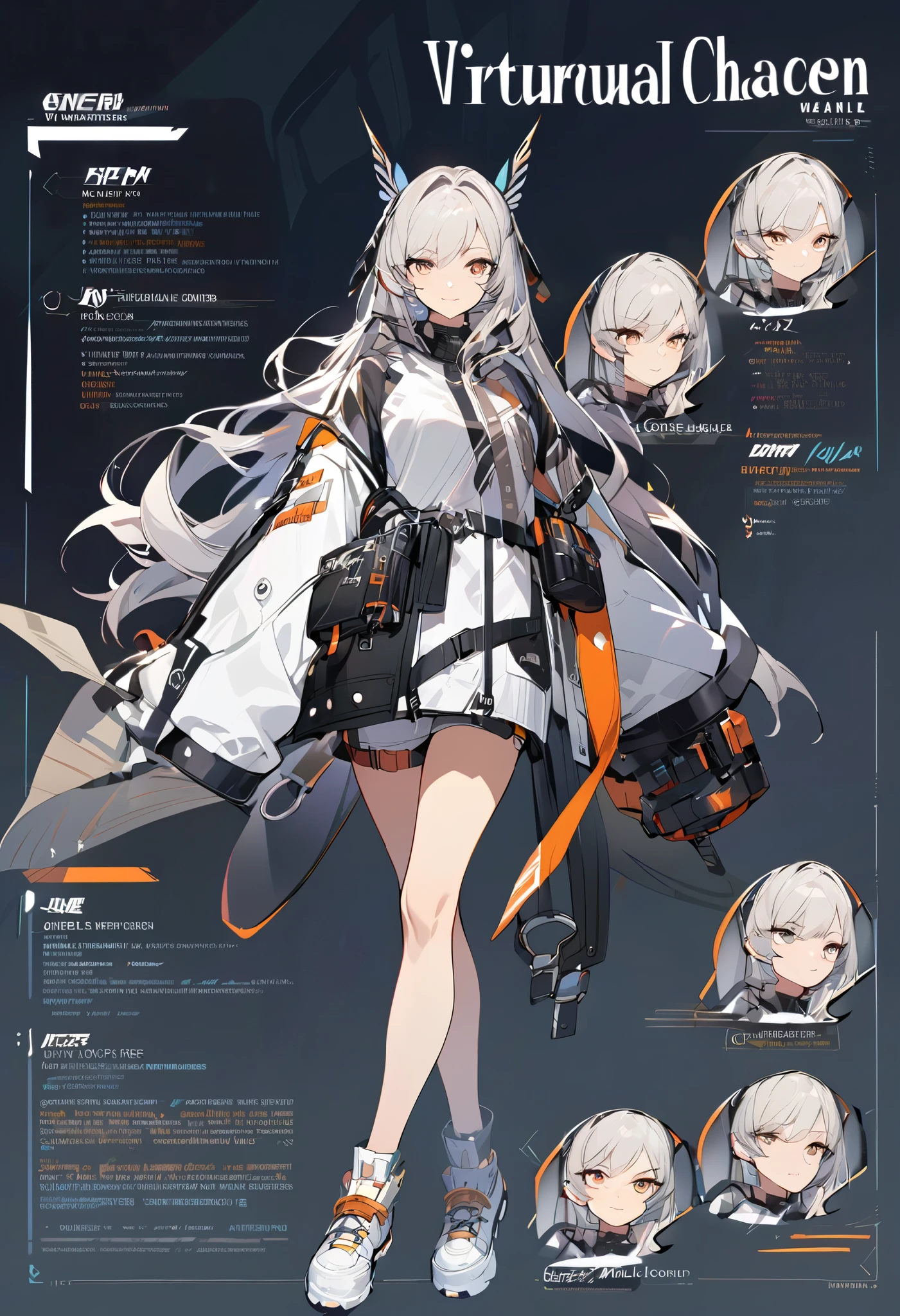 Virtual Character Design, Concept Character List , Face, Modern design, 1 woman,